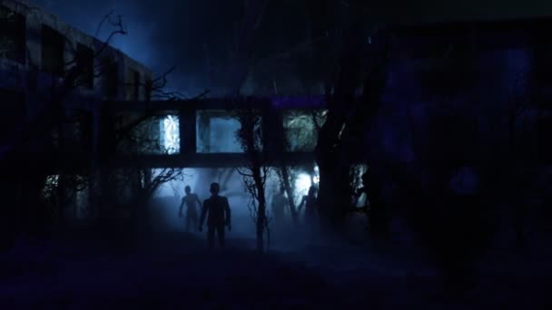 Fantasmas Assustadores Casa Assombrada Floresta Fundo Halloween — Vídeo de Stock