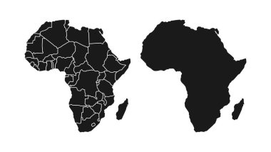 Afrika kıta haritası vektörü. Afrika haritası. Afrika kıta haritası teması kullanan simge, logo, bayrak, arkaplan veya herhangi bir içerik için uygundur.