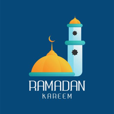 Cami logosu. İslam teması, Ramazan, Kurban Bayramı veya İslam kutlaması için modern vektör illüstrasyonu. düz renkli biçim.