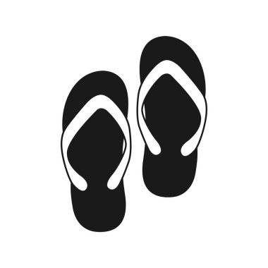 Parmak arası terlik ikonu. Parmak arası terlik vektör çizimi. Parmak arası terlik silueti. Beyaz arkaplanda izole edilmiş vektör.