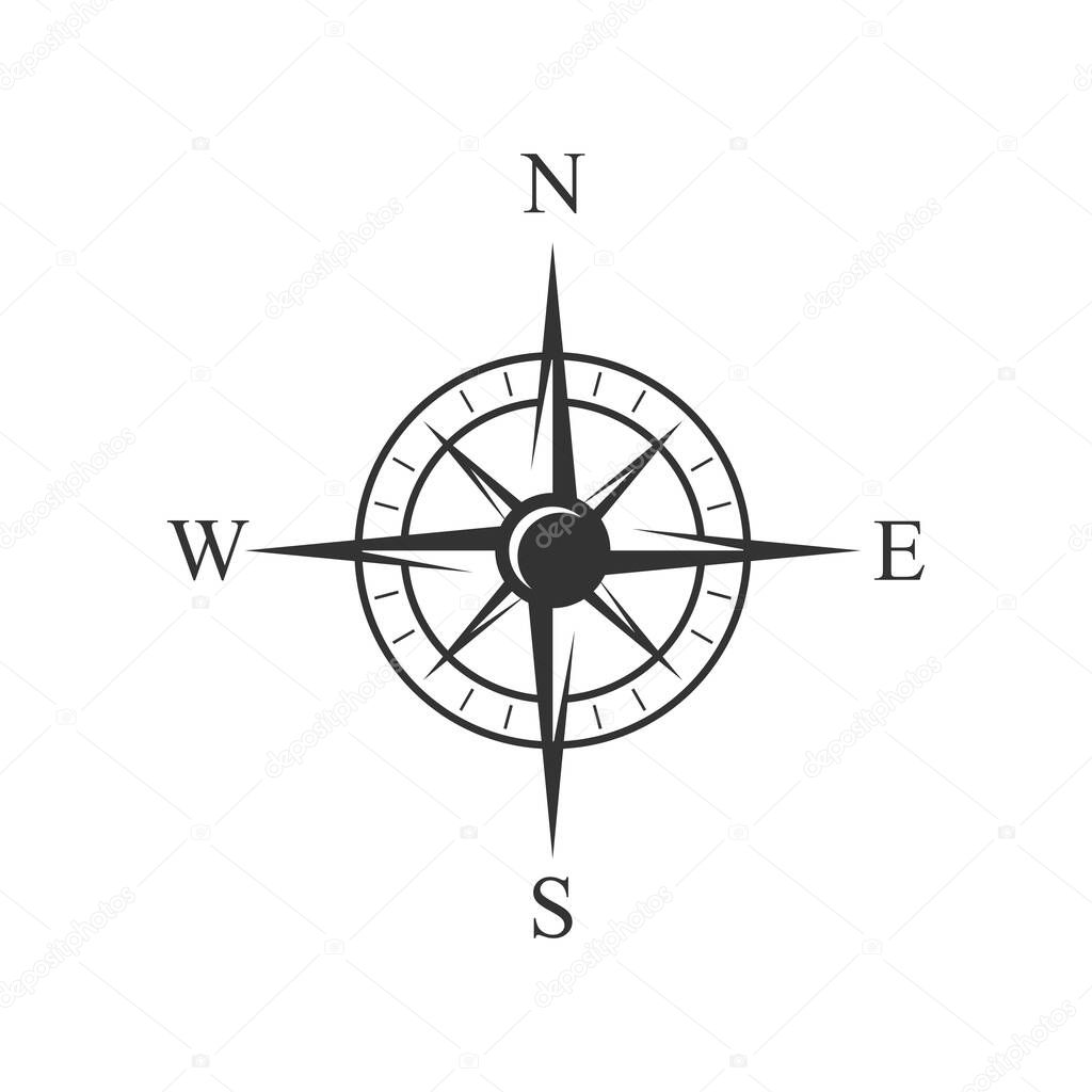 Compass icon. Compass vector illustration. Navigation symbol. Direction sign.