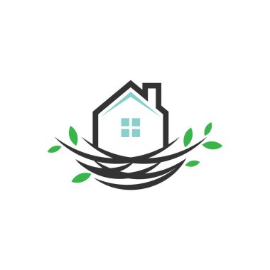 Yuva logosu. ev ikonu. Yuva işareti. Ev inşa sembolü. ev logosu vektör çizimi için en iyisi