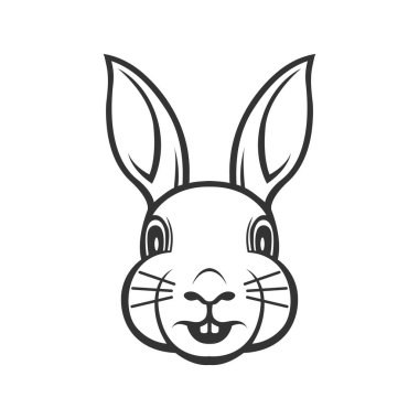 Tavşan başlı vektör çizimi. tavşan çizgisi grafiği.