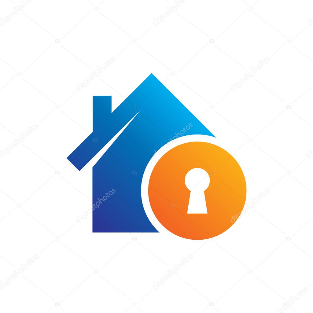 Home security icon. real estate vector icon. house logo illustration. simple design home with key hole. fit for a home security, building protection.