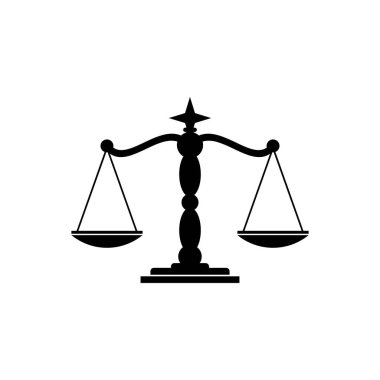 Vektör simgesi logo illüstrasyon ölçeği, sağlık veya hukuk bürosu işleri için mükemmel. siyah düz renk biçimi