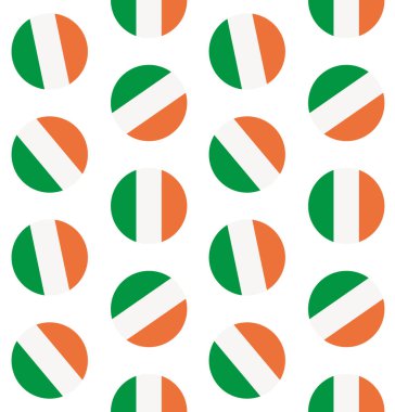 Beyaz arkaplanda izole edilmiş düz İrlanda bayrak dairesinin vektörsüz deseni