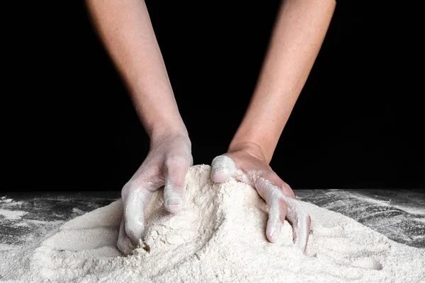 Chef Hands Flour Preparing Dough Bread Baking Concept — Stock Photo, Image