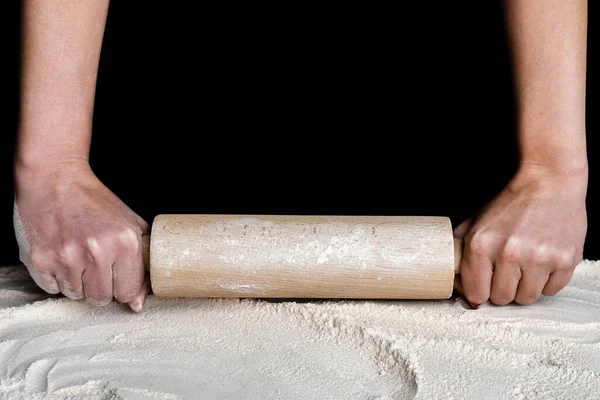 Chef Rolling Pin Flour Baking Bread Concept — Stock Photo, Image