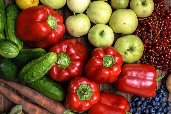 Біоорганічні Овочі Фрукти Фермерському Ринку Їжа Фону Асортиментом Свіжих Органічних Стокове Фото