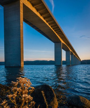 Looking south at the Vejlefiord Bridge, part of the highway E45 that connects Denmark with Germany. It was opened in 1980 and has a length of 1712 Meter. clipart