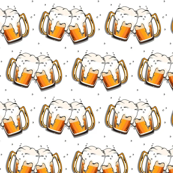 啤酒的图案 酒吧菜单 Oktoberfest餐厅的杯子酒吧风格的绘画 矢量模式背景 — 图库矢量图片#