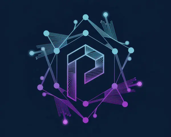 Fütürist, neon eğimli devre tasarımına eklenmiş 'P' harfi içeren soyut bir logo. Teknoloji, veri ve ağ ile ilgili projeler için mükemmel. Temiz çizgiler ve canlı renkler modern, yüksek teknolojili bir estetik yaratıyor..