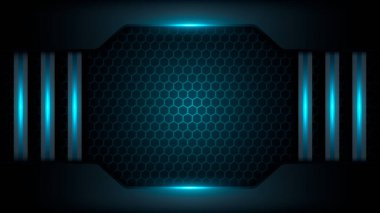 Tosca neon ışıklı altıgen arka plan. Bal peteği, arılar kovan hücreleri deseni
