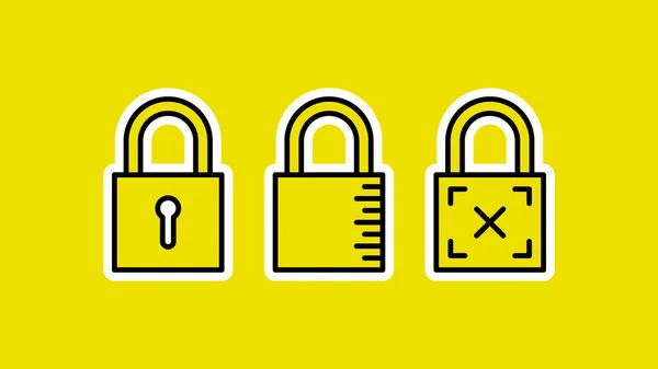 Set Padlock Lock Icon Vector Safe Security Symbol — Stock Vector