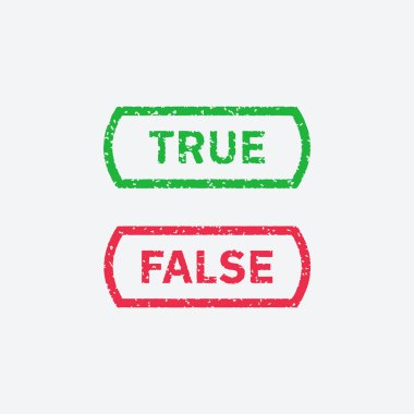 Grunge tarzında gerçek ve sahte damga. Doğru ve Yanlış işaret vektör tasarımı.