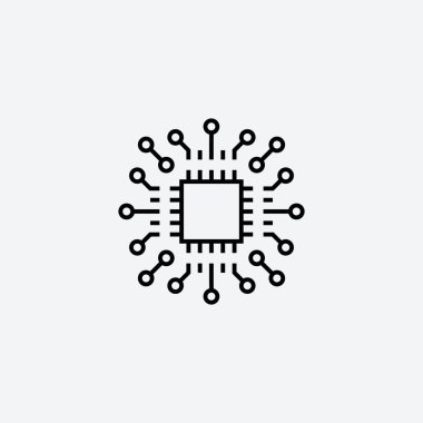 Mikroçip işlemci çizgisi ikon vektör çizimi.