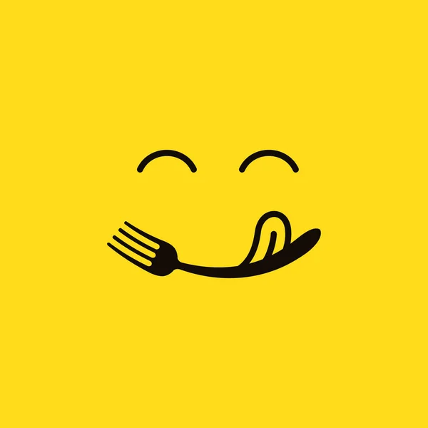 Restaurant Logo Mit Gabel Lächeln Konzept — Stockvektor