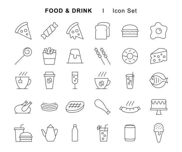 Food and drink icon set. Editable stroke.