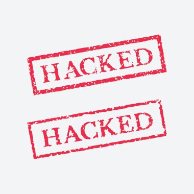 Grunge tarzında kesilmiş bir pul. Hacklenmiş işaret vektör tasarımı.