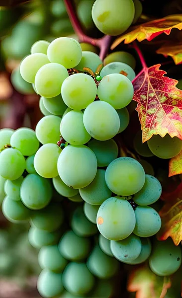 Sarmaşıkta Olgun Kırmızı Şarap Üzümlerinin Yakın Çekimi — Stok fotoğraf