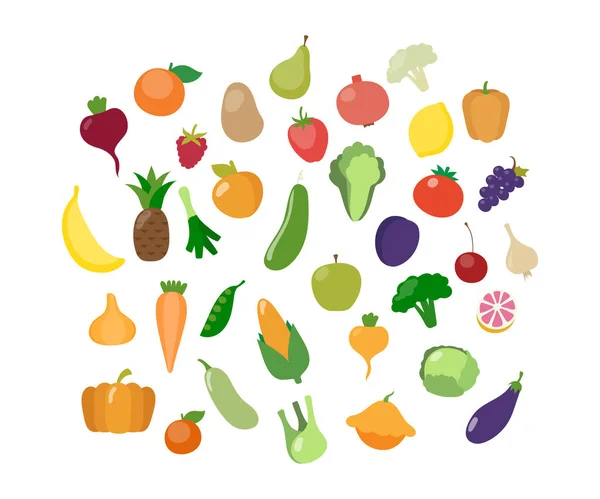Kreslený Ovoce Vektor Klipart Kolekce Ovocné Ikony Izolovaných Bílém Pozadí — Stockový vektor