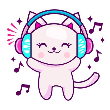 Müzik dinleyen sevimli bir kedinin taşıyıcısı