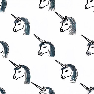 seamless unicorn pattern with hand-drawn style for whimsical designs clipart