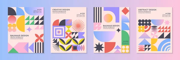 Abstract Bauhaus Geometric Pattern Backgrounds Copy Space Text Trendy Minimalist — Vettoriale Stock