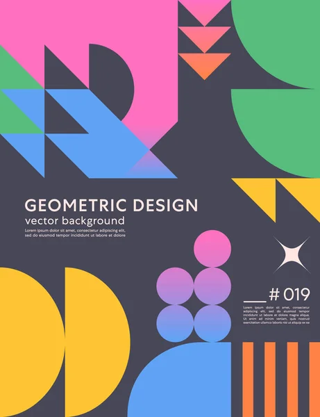 Abstraktes Bauhaus Geometrisches Muster Hintergrund Mit Kopierraum Für Text Trendiges — Stockvektor