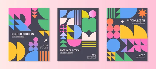 Abstract Bauhaus Geometric Pattern Backgrounds Copy Space Text Trendy Minimalist — Διανυσματικό Αρχείο