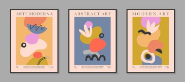 Elle çizilmiş organik şekiller, dokular ve karalamalarla sanat modern vektör posterleri. Parmak izleri, el ilanları, afişler, davetiyeler, marka tasarımı, kapaklar, ev dekorasyonu için modaya uygun çağdaş illüstrasyonlar.