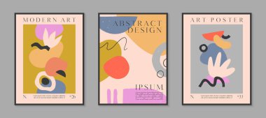 Elle çizilmiş organik şekiller, dokular ve karalamalarla sanat modern vektör posterleri. Parmak izleri, el ilanları, afişler, davetiyeler, marka tasarımı, kapaklar, ev dekorasyonu için modaya uygun çağdaş illüstrasyonlar.