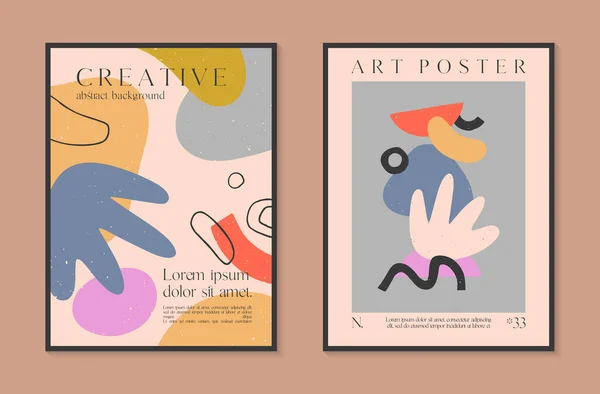 Moderne Vektor Poster Mit Handgezeichneten Organischen Formen Texturen Und Doodles — Stockvektor