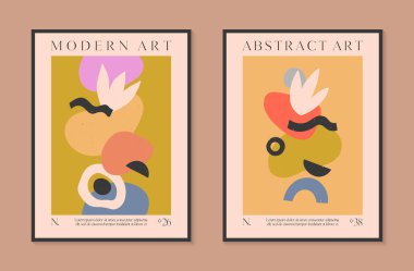 Elle çizilmiş organik şekiller, dokular ve karalamalarla sanat modern vektör posterleri. Parmak izleri, el ilanları, afişler, davetiyeler, marka tasarımı, kapaklar, ev dekorasyonu için modaya uygun çağdaş illüstrasyonlar.