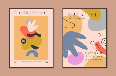 Elle çizilmiş organik şekiller, dokular ve karalamalarla sanat modern vektör posterleri. Parmak izleri, el ilanları, afişler, davetiyeler, marka tasarımı, kapaklar, ev dekorasyonu için modaya uygun çağdaş illüstrasyonlar.