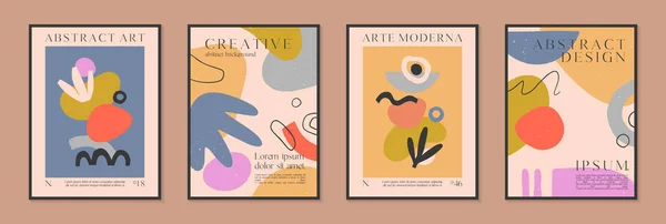Art Modern Vector Posters Hand Drawn Organic Shapes Textures Doodles — Διανυσματικό Αρχείο