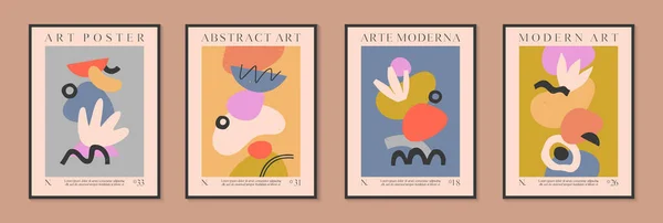 Art Modern Vector Posters Hand Drawn Organic Shapes Textures Doodles — Διανυσματικό Αρχείο