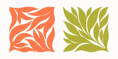 Vektör siyah-beyaz el çizimi çiçek karesi kompozisyonları. El çizimi organik soyut şekiller. Moda modern sanat baskılar, el ilanları, afişler, kumaş, marka tasarımı, kaplamalar için mükemmel..