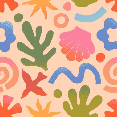 El yapımı palmiye, güneş, mercan, deniz kabuğu, dalgalı vektör yaz doğası kusursuz desen. Sancaklar, smm, markalaşma, ambalaj, kapaklar, baskılar için moda tasarım.