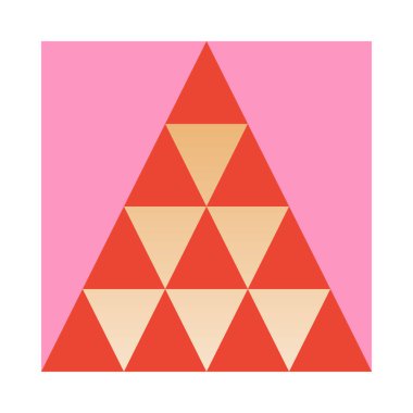 Tatil geometrik Noel ağacı. Noel ve Mutlu Yeni Yıl sembolleri. Altın ve kırmızı renklerde bayram vektör amblemi. Markalar, amblemler, davetiyeler, baskılar, smm, kapaklar için bayram tasarımı.