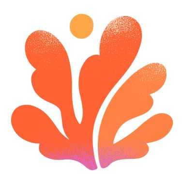 Mercan Okyanusu Resifi illüstrasyonu. Sualtı organik şekli. El çizimi basit bir şekilde afişler, smm, markalaşma, ambalajlama, kapaklar, baskılar. Retro yaz tropik sembolü.