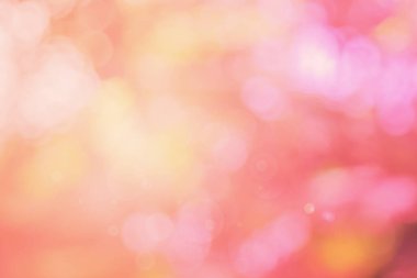 Soyut bulanık turuncu renk ve arkaplan şeftalisi, Görüntü festivali ışıkları açık hava ve pembe baloncuk odaklı desen dekorasyonu.