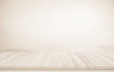 Ahşap teras. Bulanık ve Noel arkaplan kavramı. Ahşap beyaz masa üstü perspektifi ürün görüntüleme montajı için ışık ve dağ bulanık arkaplan görüntüsü ile gökyüzünün doğal önünde.