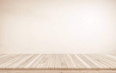 Ahşap teras. Bulanık ve Noel arkaplan kavramı. Ahşap beyaz masa üstü perspektifi ürün görüntüleme montajı için ışık ve dağ bulanık arkaplan görüntüsü ile gökyüzünün doğal önünde.