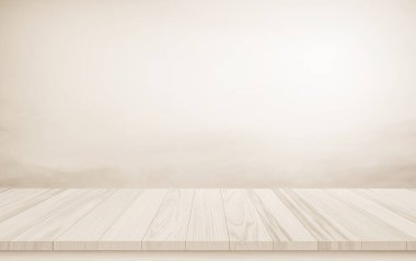 Ahşap teras. Bulanık ve Noel arkaplan kavramı. Ahşap beyaz masa üstü perspektifi ürün görüntüleme montajı için ışık ve dağ bulanık arkaplan görüntüsü ile gökyüzünün doğal önünde.