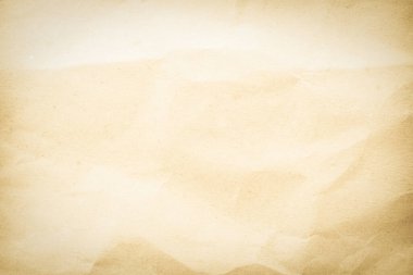 Arka plan için eski kağıt kumaş yüzeyi. Geri dönüşüm soluk kahverengi kağıt buruşuk doku, krem rengi geri dönüştürülmüş Kraft kağıt dokusu ve metin alanı için boş metin alanı.