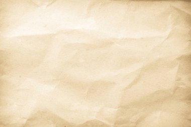 Arka plan için eski kağıt kumaş yüzeyi. Geri dönüşüm soluk kahverengi kağıt buruşuk doku, krem rengi geri dönüştürülmüş Kraft kağıt dokusu ve metin alanı için boş metin alanı.