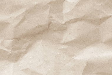 Arka plan için eski kağıt kumaş yüzeyi. Geri dönüşüm soluk kahverengi kağıt buruşuk doku, krem rengi geri dönüştürülmüş Kraft kağıt dokusu ve metin alanı için boş metin alanı.