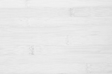 Beyaz ahşap masa dokusu arka plan, Üst Manzara. Soyut üst bar masa ahşap bambu desenli doğa. Duvarın klasik iç mutfağını tasarla. Ürünleri göstermek için bambu derisi kesme tahtası boş.