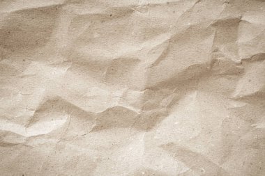 Arka plan için eski kağıt kumaş yüzeyi. Geri dönüşüm soluk kahverengi kağıt buruşuk doku, krem rengi geri dönüştürülmüş Kraft kağıt dokusu ve metin alanı için boş metin alanı.